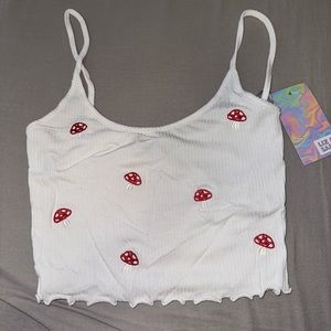 Cropped tank with mushrooms